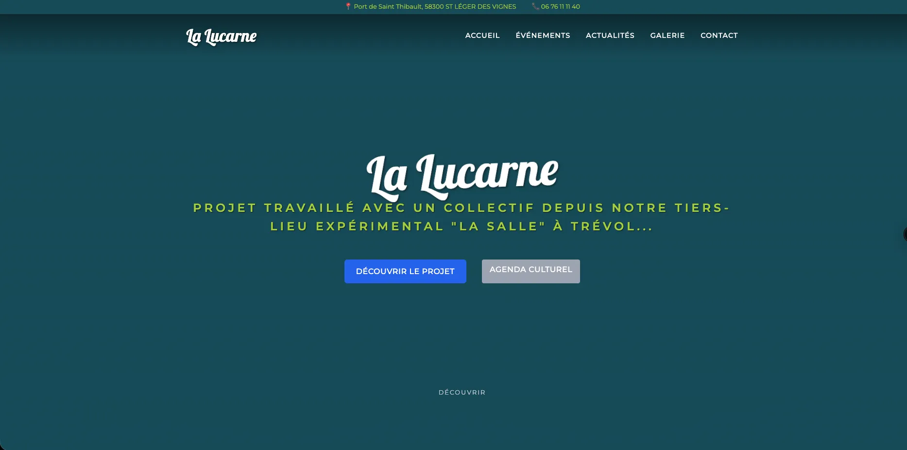 Capture d'écran du site La Lucarne Péniche sur ordinateur