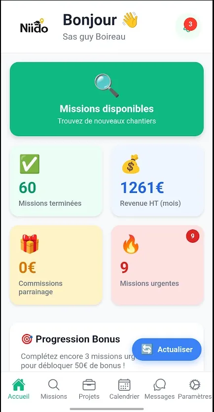 Capture d'écran de Niido sur téléphone